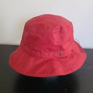 Helen Kaminski Red Bucket Hat Rain Water Repellent Wax Cotton OS Australia